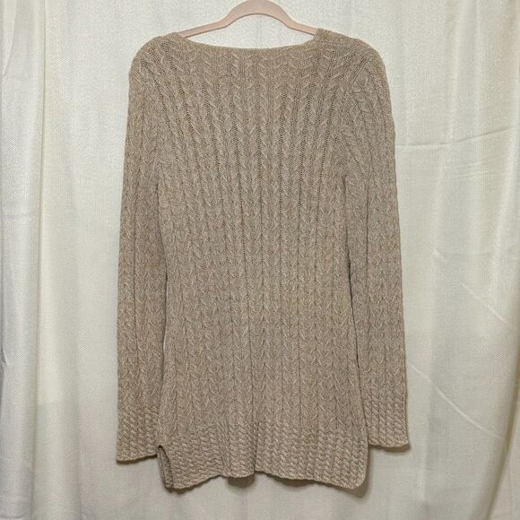 Style & Co Cable Knit Sweater Women’s M Beige Neutral Textured Longline Boho - Picture 3 of 9
